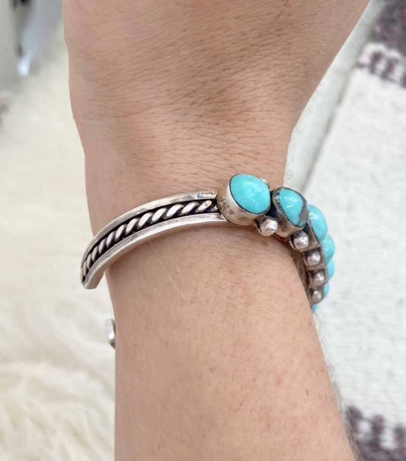 Old Pawn Navajo SS & Turquoise Cuff