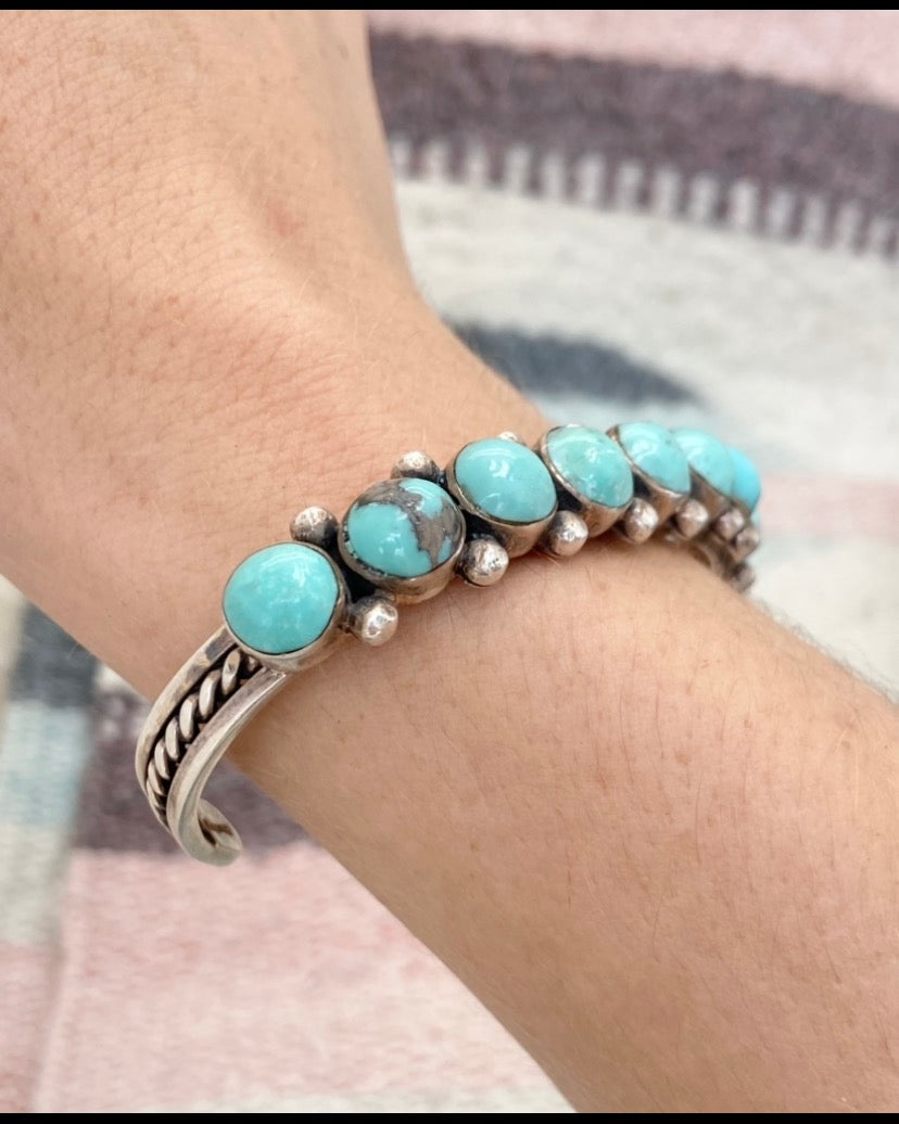 Old Pawn Navajo SS & Turquoise Cuff